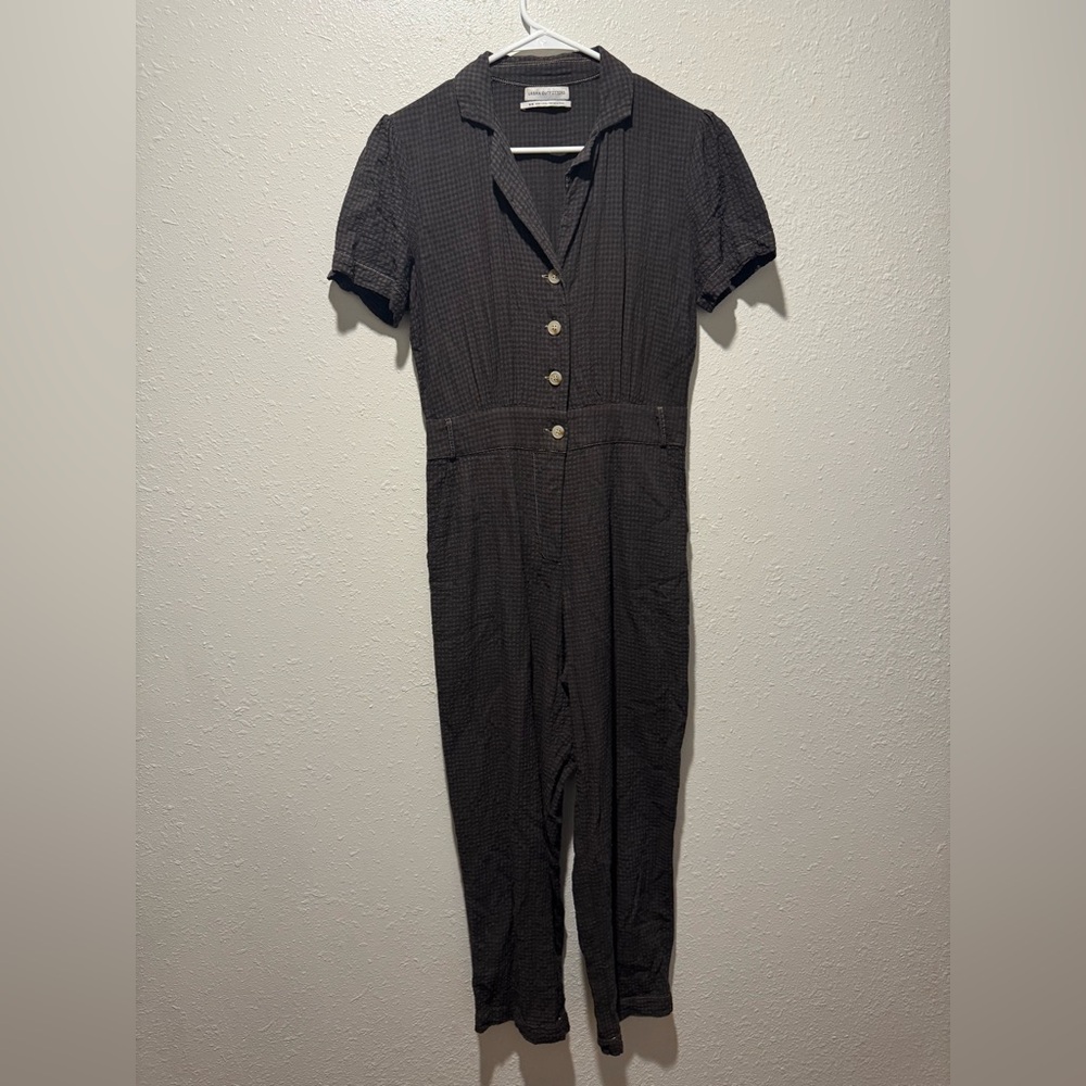 Urban Outfitters Gingham Collared Button-Front Jumpsuit | Medium - Picture 2 of 12